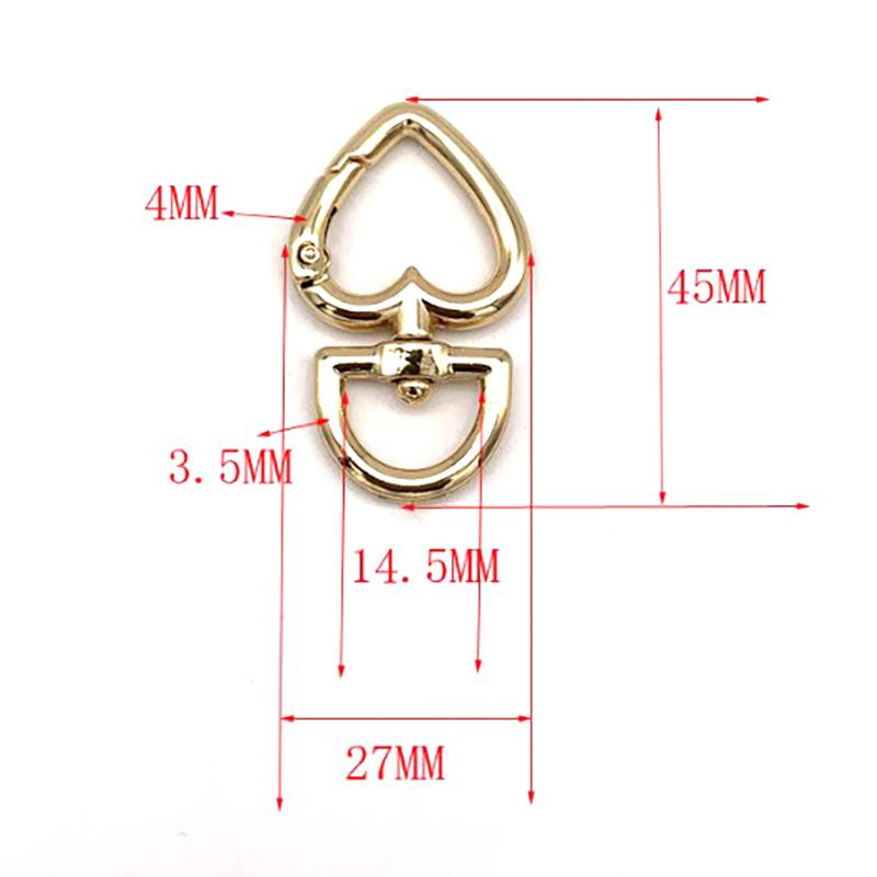 Сумка в форме сердца, вращающаяся, сплав, карабин, пружинный замок, открывающийся, брелок, карабин, соединитель, собачья цепь, пряжки, украшения своими руками