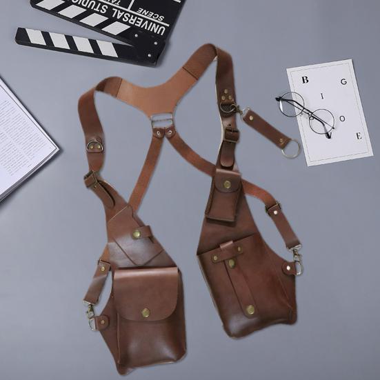 Сумка-слинг, противоугонная сумка-ремень в средневековом стиле стимпанк, кошелек из гладкой искусственной кожи, регулируемый ремень, декор из заклепок, сумка через плечо на две руки