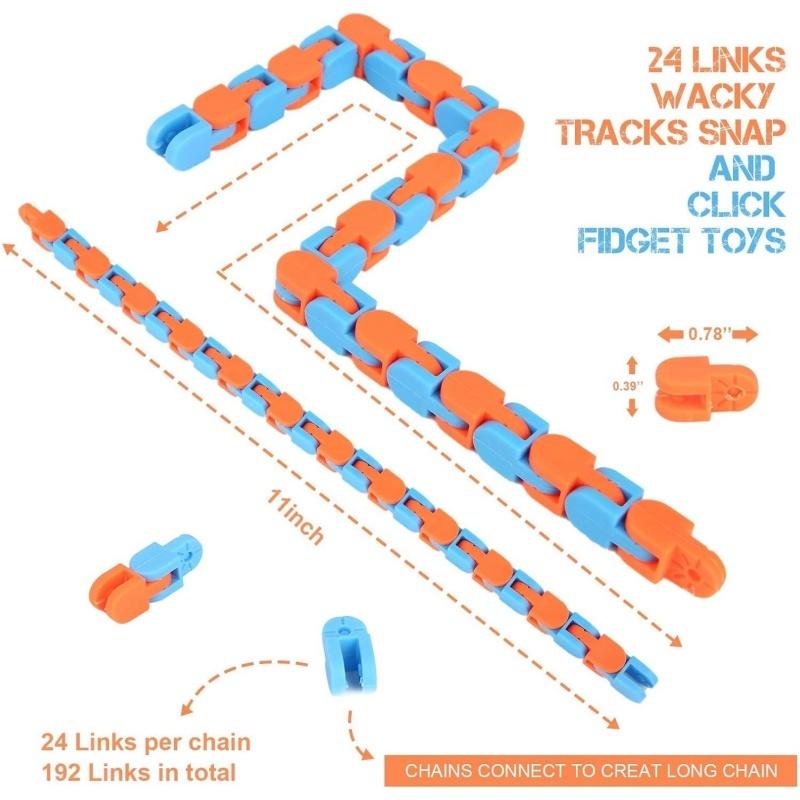 24 звена Wacky Tracks Snap and Click Игрушки-непоседы, Пластиковые цепочки Игрушки-змеи-непоседы, Игрушки для снятия стресса для детей