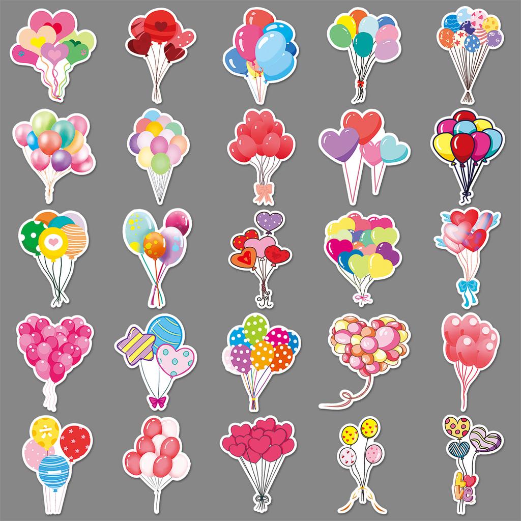 50 Balloon Bouquet Doodle Personality Cartoon Small Fresh Guka DIY Water Cup Suitcase Sticker Waterproof