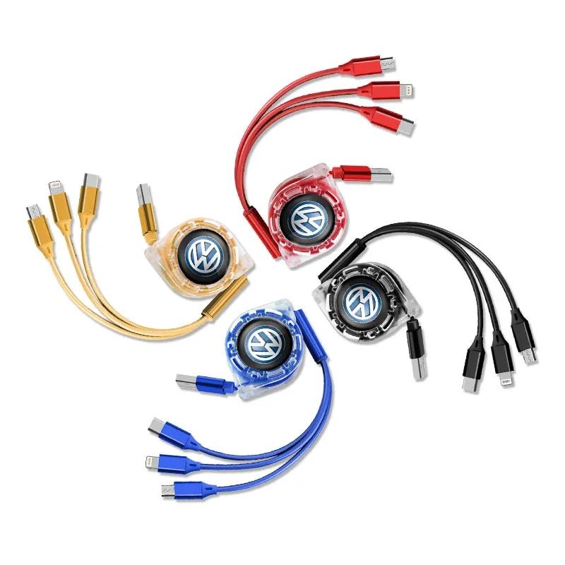 3-в-1 Micro USB Type C Зарядный кабель Мульти-зарядное устройство Для VW GTI Polo Golf Passat Tiguan Arteon Touareg Taigo Caddy Jetta Beetle