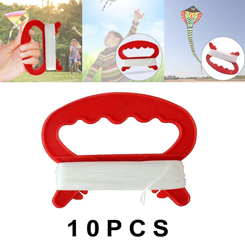 10Pack D Shape Kite Spool Handle with Line 30meters Kite String Winder Tool