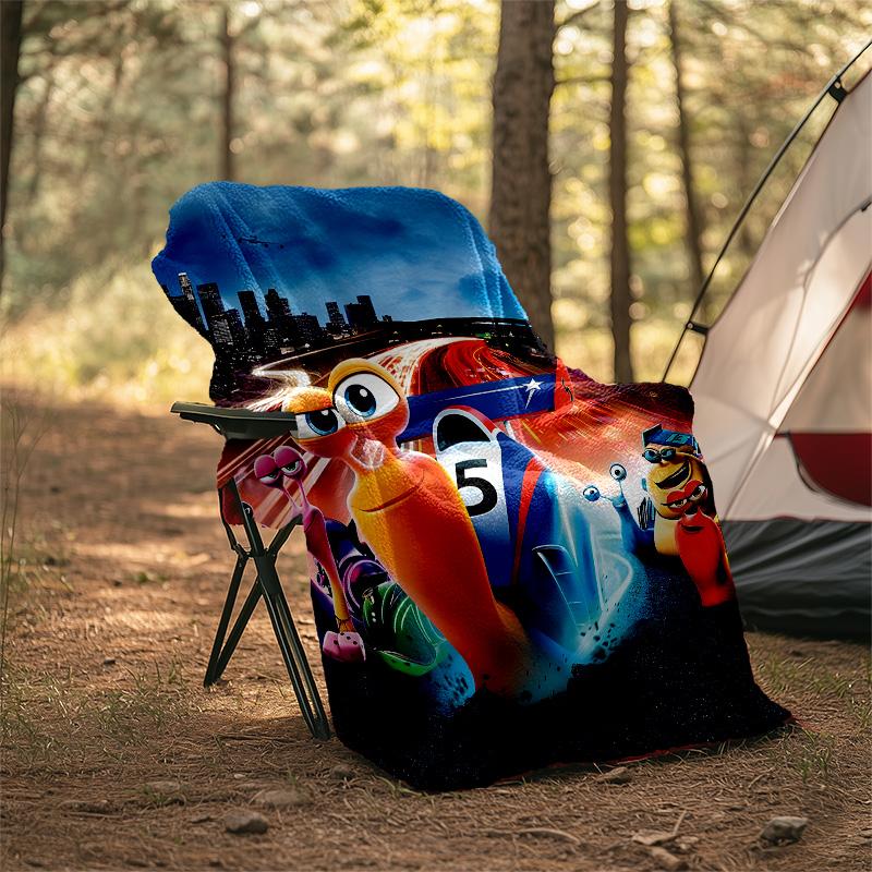 1pc TURBO1 Theme Blanket - Digital Print, Polyester, Cozy for All Seasons, Perfect for Outdoor, and Travel