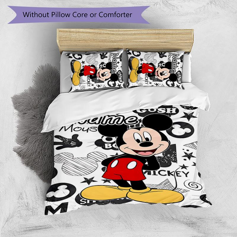 3pcs Mickey1 Cover Set - Personalized Name, HD Printed Bedding with 1 Cover and 2 Pillowcases - Perfect for Home Decor, Easy Care