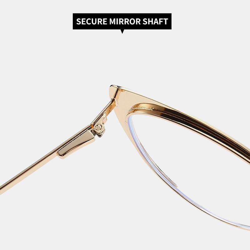 Новые анти-синие легкие металлические плоские зеркальные женские классические модные треугольные очки «кошачий глаз» в стиле ретро, ​​компьютерные очки в оправе