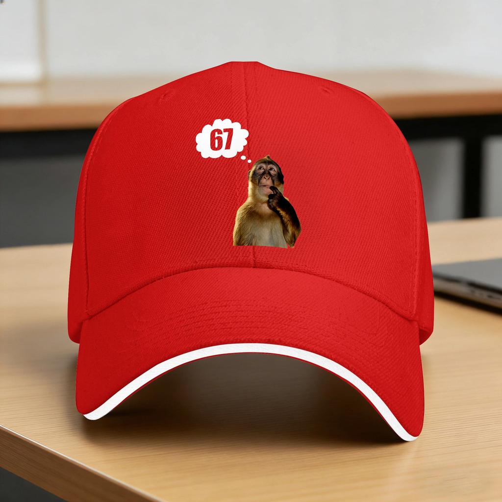 Wait Im Goated Funny Thinking Monkey Baseball Cap Streetwear Women Unisex Trucker Hat SunProof Design Outdoor Gym Baseball Caps