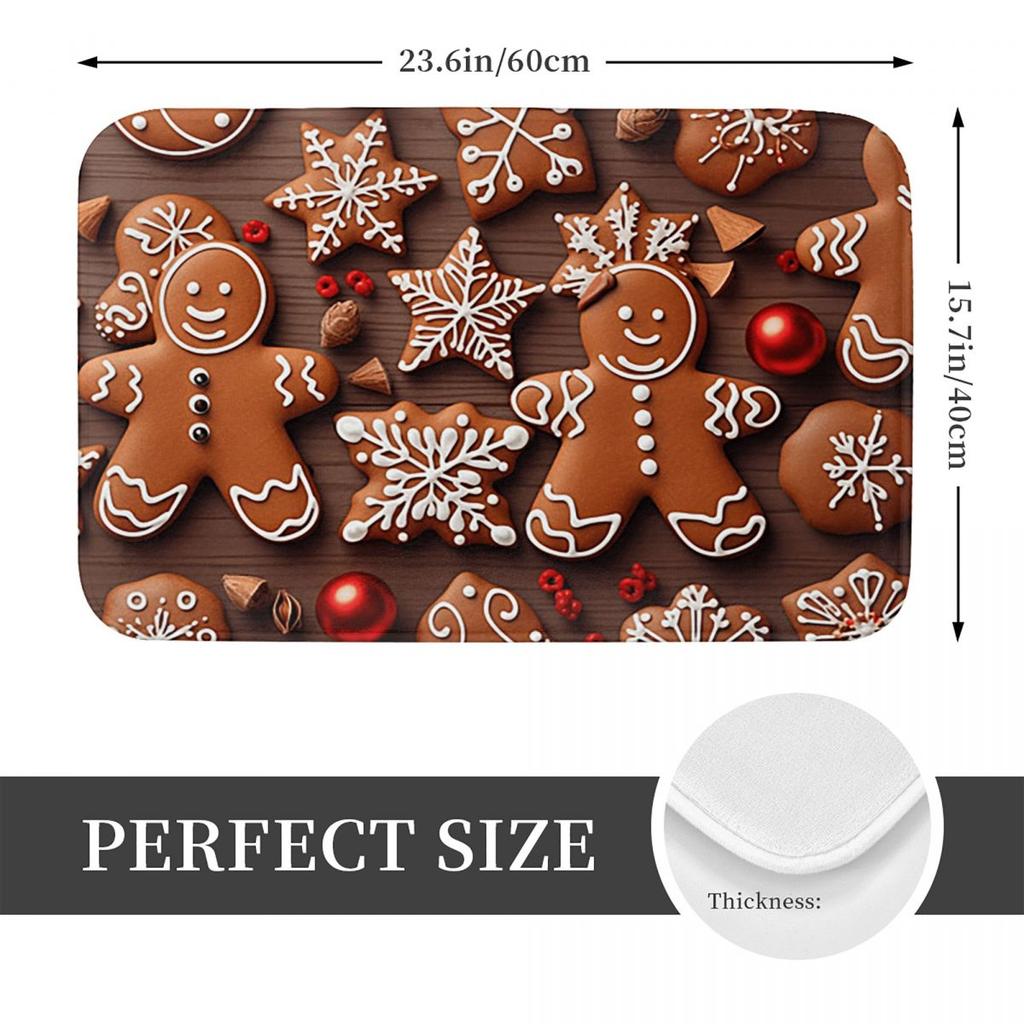 Christmas Gingerbread Anti-slip Doormat Floor Mat Cushion Carpet Rug for Kitchen Entrance Home Bathroom Living room Footpad Mats