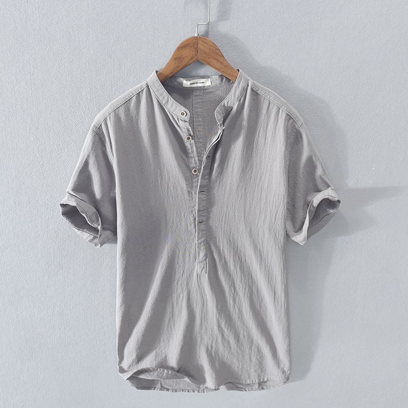 Летняя футболка Intage Pure Linen с коротким рукавом для мужчин, тонкая однотонная мужская одежда, большой размер 5XL