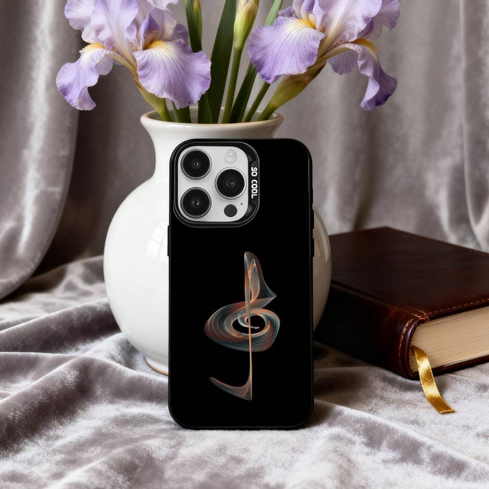 M-Music Art Чехол для телефона с ключом Фа для iPhone 17, 16, 15, 14, 13, 12, 11 Plus, Pro Max Черный Конфетный серебристый чехол для телефона