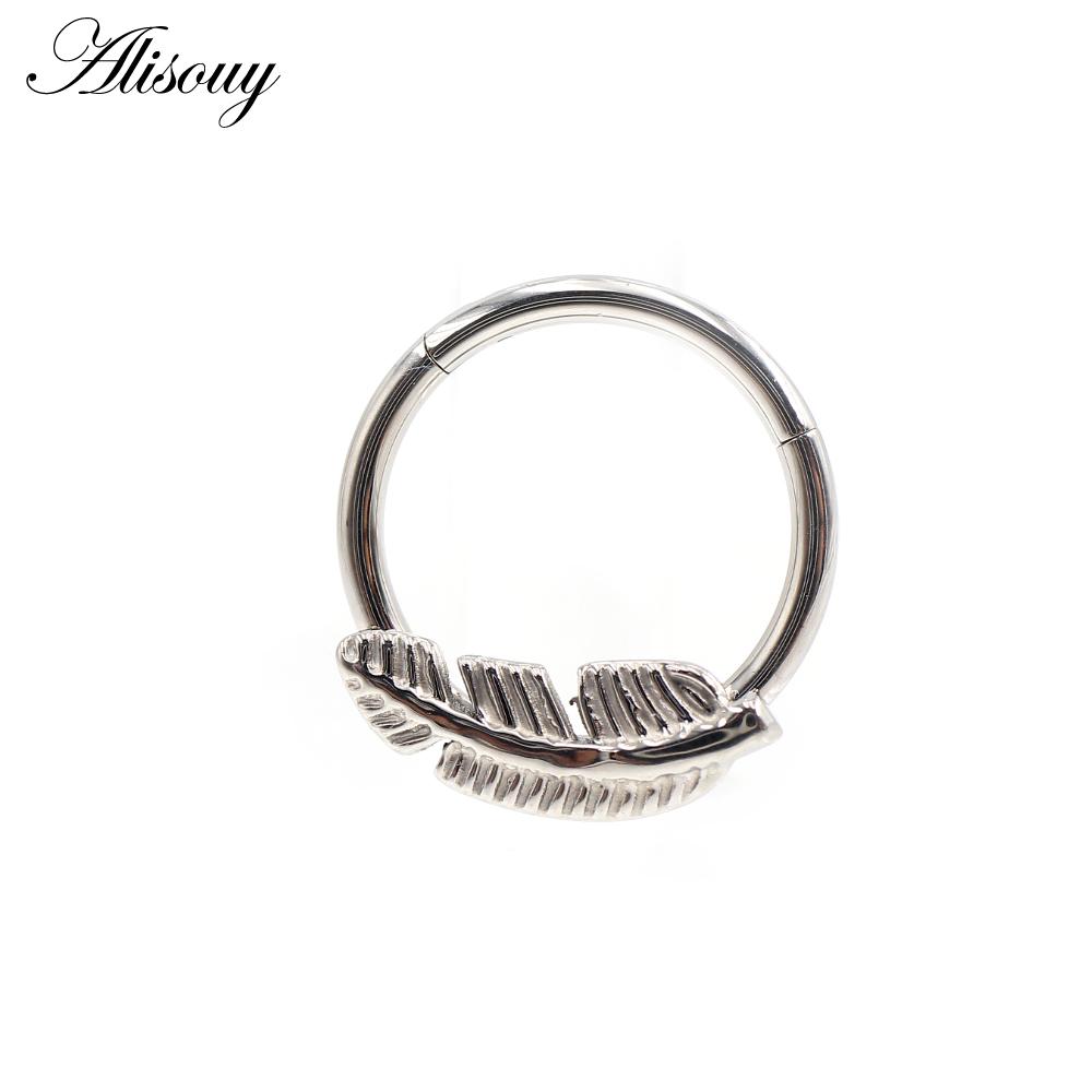 Alisouy 1PC Нержавеющая сталь Летучая мышь Пчела Змея Лист Нос Кольцо Daith Пирсинг Украшения Серьги-кольца для козелка хряща Спиральные серьги