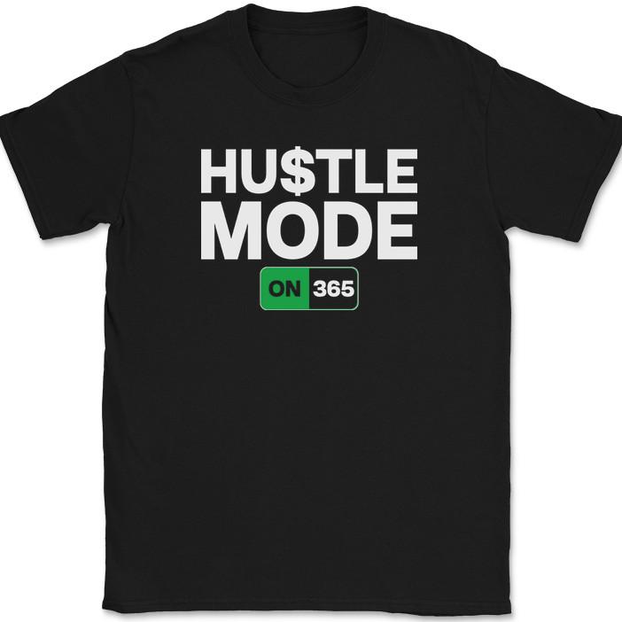 Футболка "Режим hustle 365" Смешная Мотивирующая Уличная одежда 24/7 Подарок