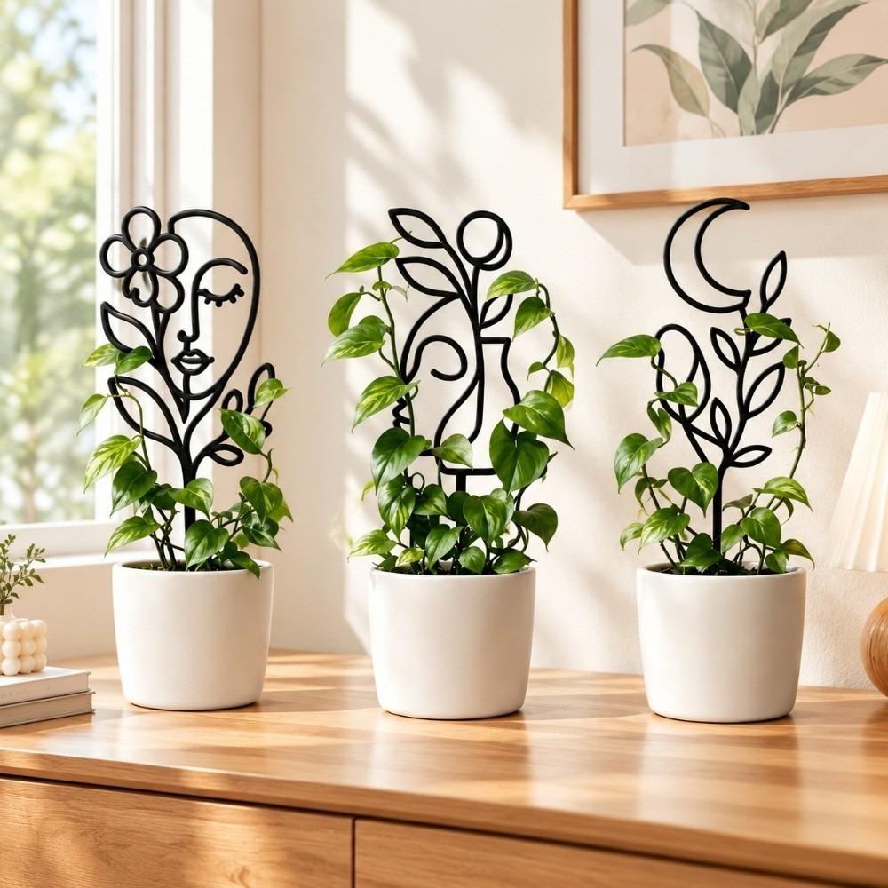 Abstract Figure Character Silhouette Plant Stand Moon Bird Garden Plant Trellis Indoor Plants