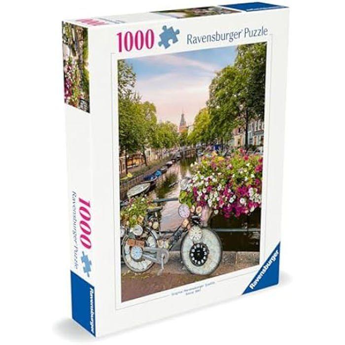 Puzzle - RAVENSBURGER - Vélo et fleurs à Amsterdam - 1000 pièces - 70 x 50 cm - Relaxation