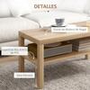 Coffee Table, Low Table, 2 Storage Shelves, 20 kg Load Capacity, 90 x 45 x 44.5 cm, Natural