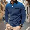 Men's Golf Shirt Polo Street Casual Polo Collar Classic Long Sleeve Fashion Casual Solid Color Button Front Simple Regular Fit