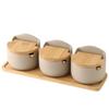 Japanese Ceramic Seasoning Jar Set with Bamboo Lid - Ideal for Salt, Sugar, and Condiments