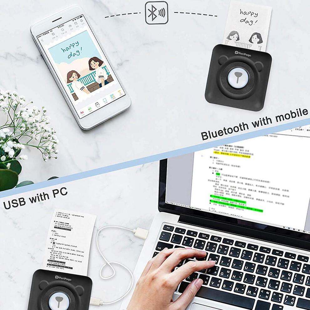 (черный) Мини-термофотопринтер Портативный фотопринтер Беспроводной Bluetooth-принтер этикеток Карманный С 6 листами бумаги