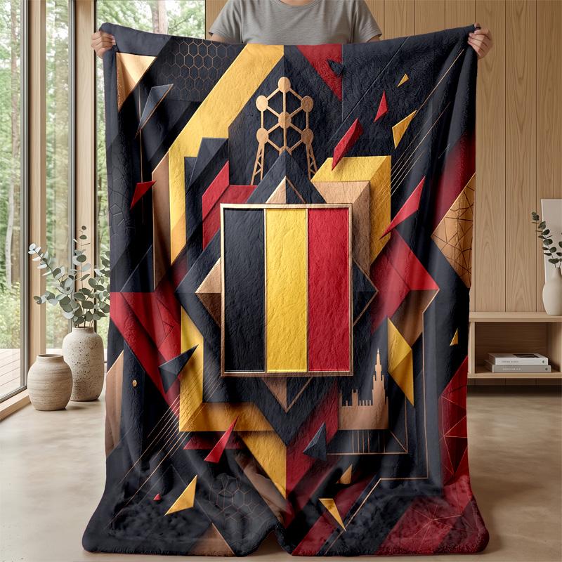 Belgium Football Printed Flannel Blanket Skin Friendly Warm Decorative Throw for Indoor Couch Bed Daily Use