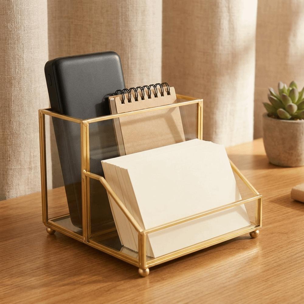 Golden Edge Business Card Holder Elegant Desk Organizer Creative Name Card Organizer Meetings