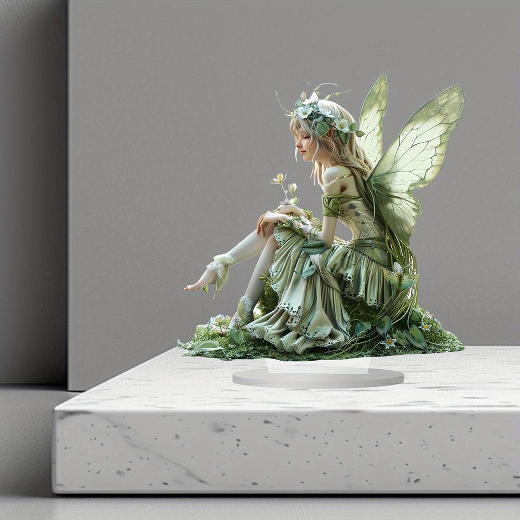 Зеленый ангел и фея украшения для интерьера фея декор акриловая вывеска настольный декор презент