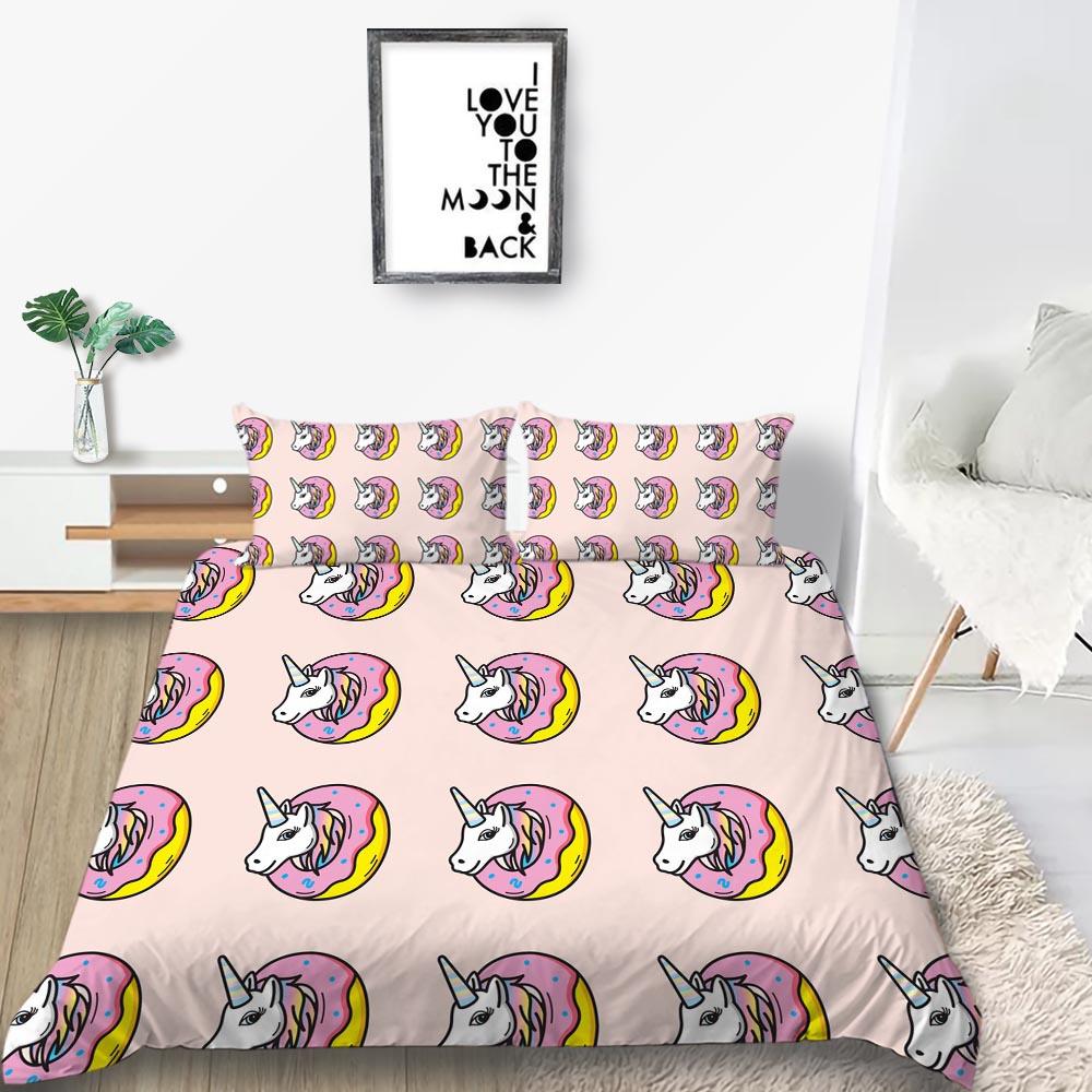 2023 Новый стиль, домашний текстиль, уникальный дизайн, комплект пододеяльников с 3D принтом единорога, покрывало для кровати, комплект постельного белья одного размера для девочек