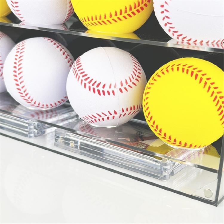 Space Saving Acrylic Sports Balls Display Stand Wall Mounted Clear Rack for 12 Slot Baseball Table Tennis Storage Box