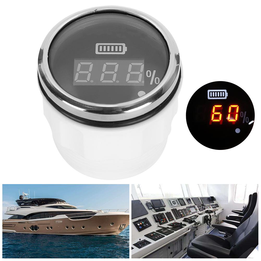 52Mm 2in Battery Digital Gauge Waterproof AntiFog Meter 12V with Smart Alarm for Ships Electric Vehicles Boats(Black