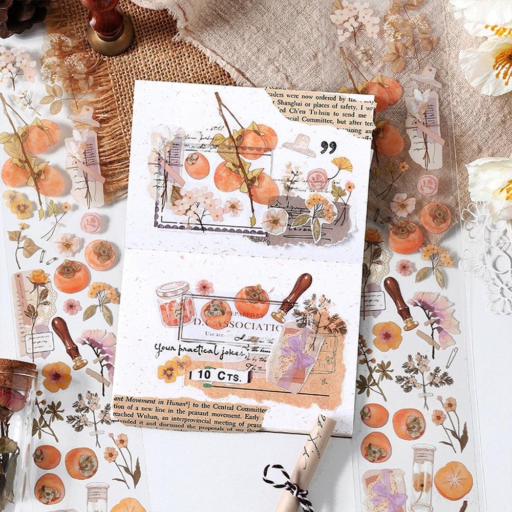 4 стиля, 1 шт./пакет, свежие растения, длинные полоски, наклейки, эстетические цветы, фрукты, украшения для ручного счета, канцелярские наклейки HMM