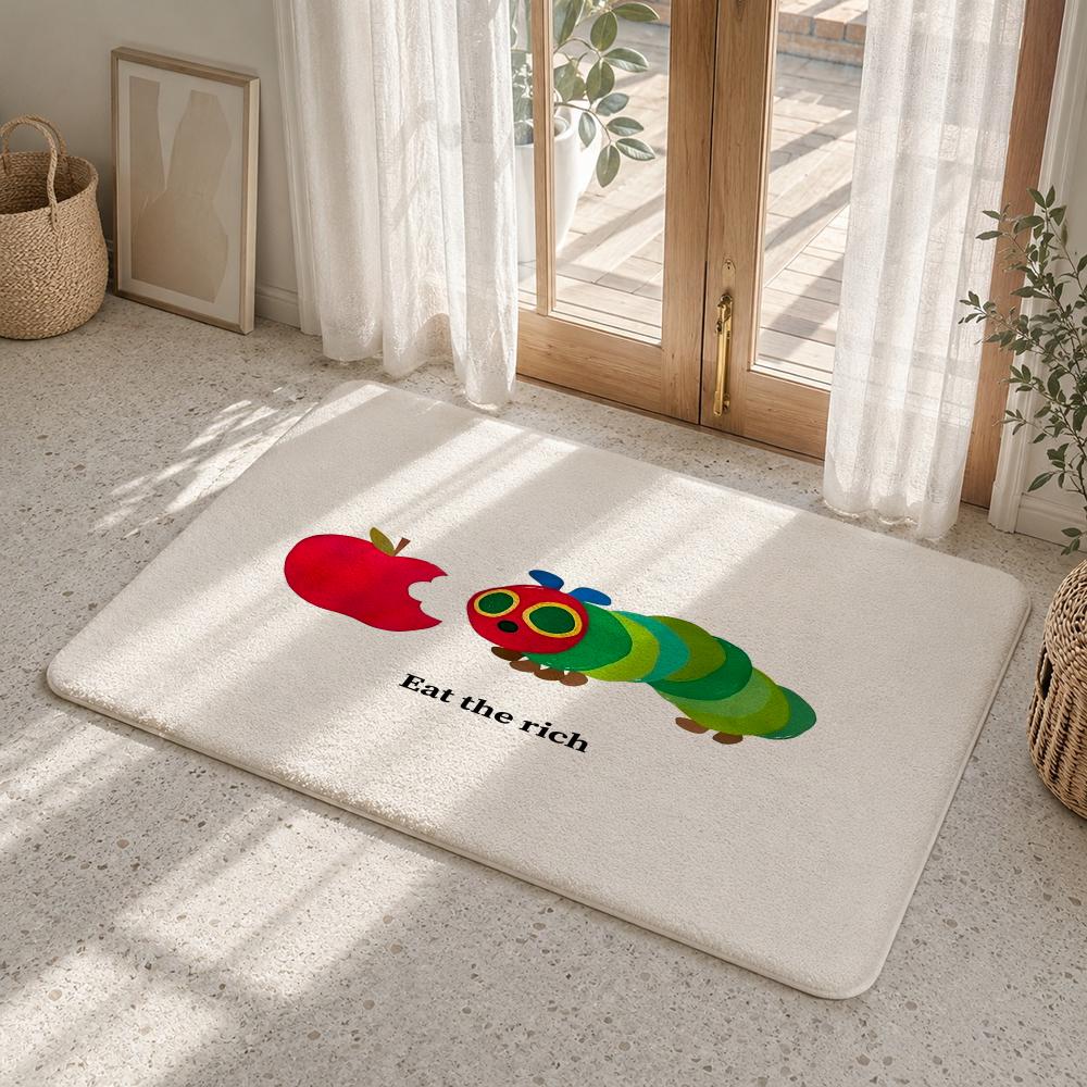 The Very Hungry Caterpillar Floor Mat Flannel Rug Non Slip Absorbent Soft Washable For Entryway Hallway Bathroom Kitchen Decor