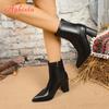 Women High Heel ANKLE BOOTS Modern Square Heel Shoes Beige 7cm High Heels Woman Modern Boot Big Size 42 Boots for Woman