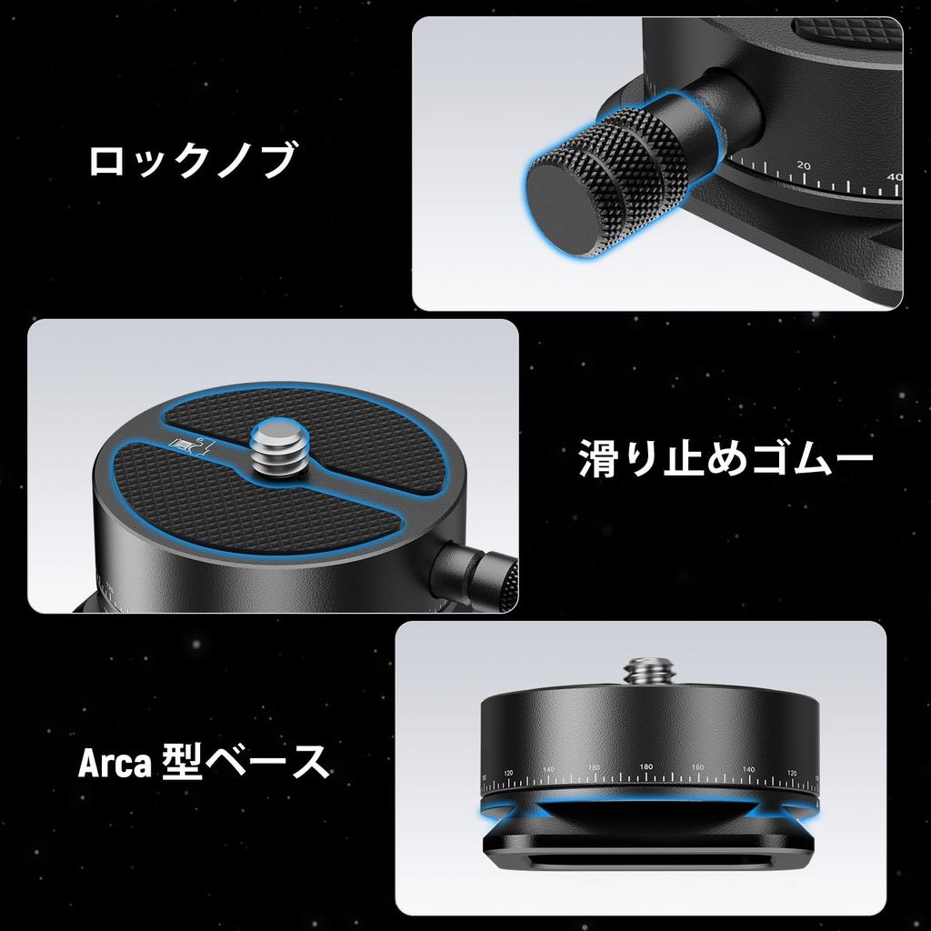 NEEWER Panoramic Quick Release Scale Pan Head with Arca Base and Tripod Head Camera Base for DSLR and Maximum Load of 5kg Plate, 360° 1/4" Screw,