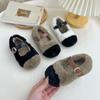 Зимняя детская обувь с мягкой подошвой, пушистая, хлопковая обувь для девочек, теплая, в стиле пэчворк, универсальная, детская, модная, повседневная, плюшевая, плоская обувь, новая