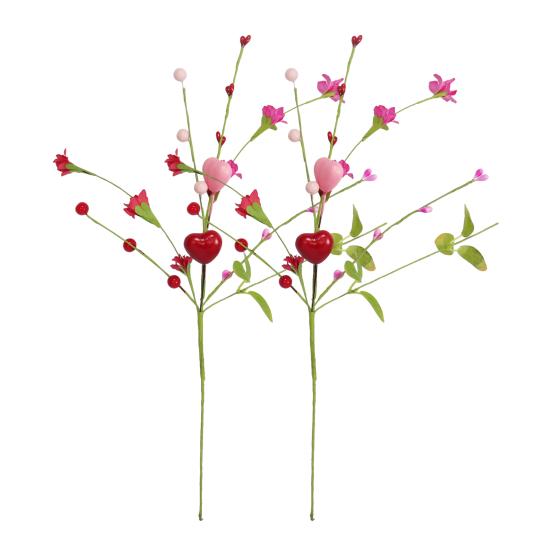 Yousheng Valentine's Day Artificial Berry Stems Pink Red Heart Shaped Berry Picks for Valentine's Day Wedding Party Anniversary Table Home Decor