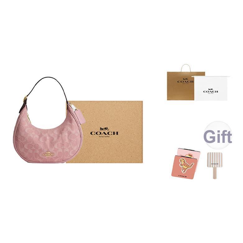 Coach 22 Emily Classic Monogram Denim And Smooth Leather Shoulder Bag Regular Small Women shoulder bag Pink CEN04-IMNH1