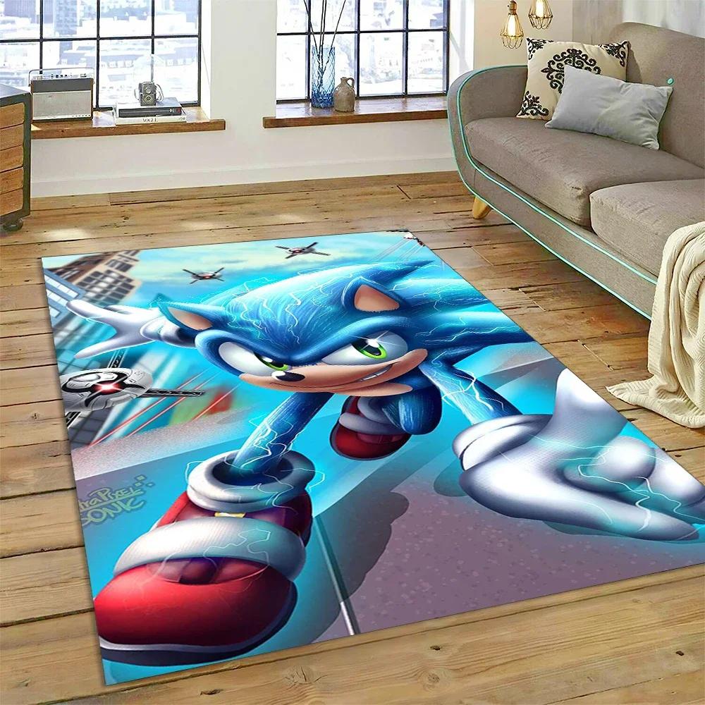 Game Anime 3D S-Sonic Cartoon Carpet Rug for Bedroom Living Room Home Sofa Decoration,Children Game Large Decor Floor Mat Gift