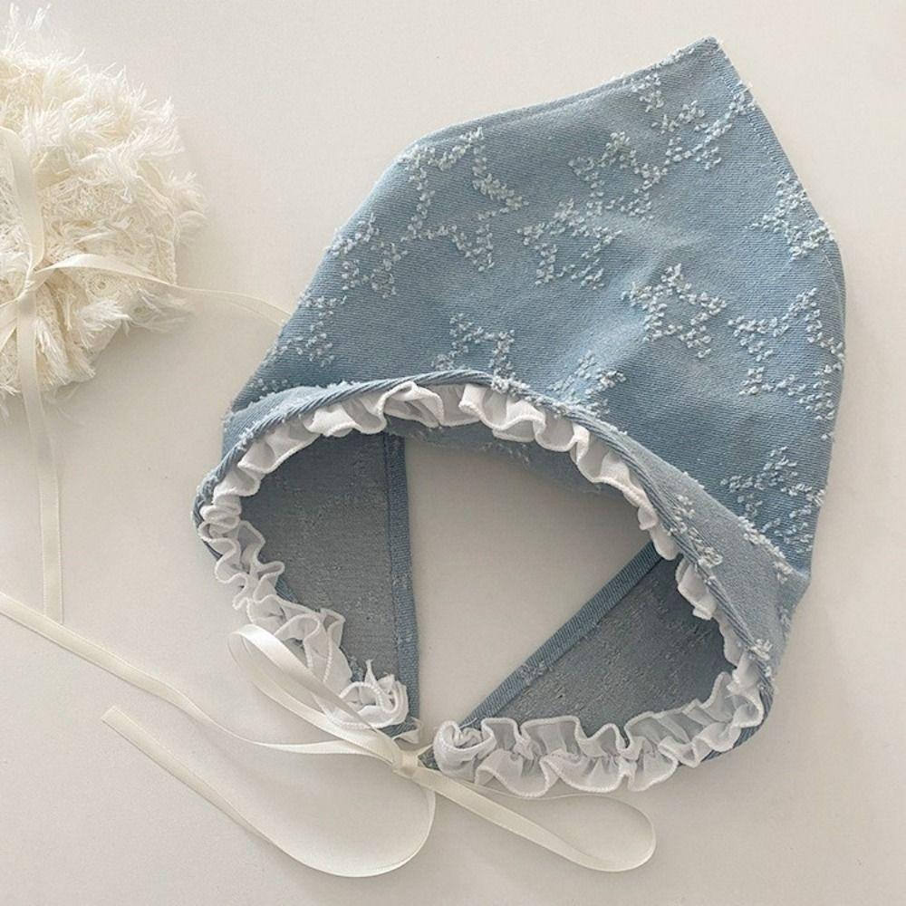 Lace Star Triangle Scarf Denim Hair Band Retro Triangular Turban Scarf  Travel Beach