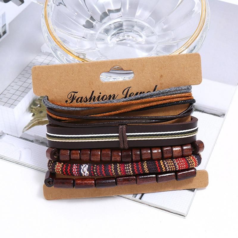 RUI RUI YU 5 шт./компл. браслеты плетеные кожаные браслеты винтажные браслеты в этническом стиле для мужчин и женщин