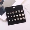 Versatile Simple Earrings Set, Fashionable Personalized Rhinestone Pearl Matte Bead Stud Earrings Set 9 Pairs