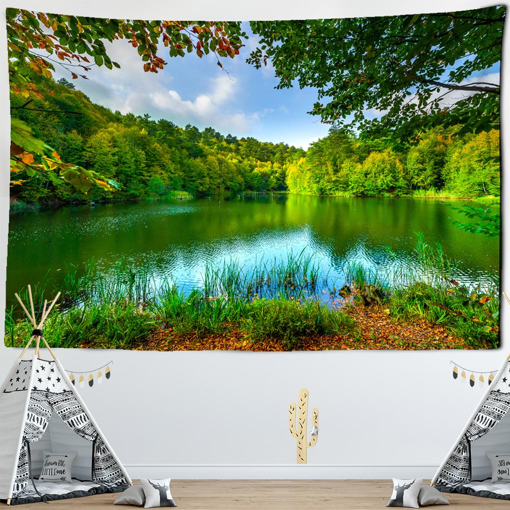 Природный пейзаж гобелен настенный красивый богемный растительный принт полиэстер украшение стены спальни фоновая ткань