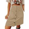 Women's Fashion Solid Color High Waist Corduroy Skirt Button Design Short Skirt