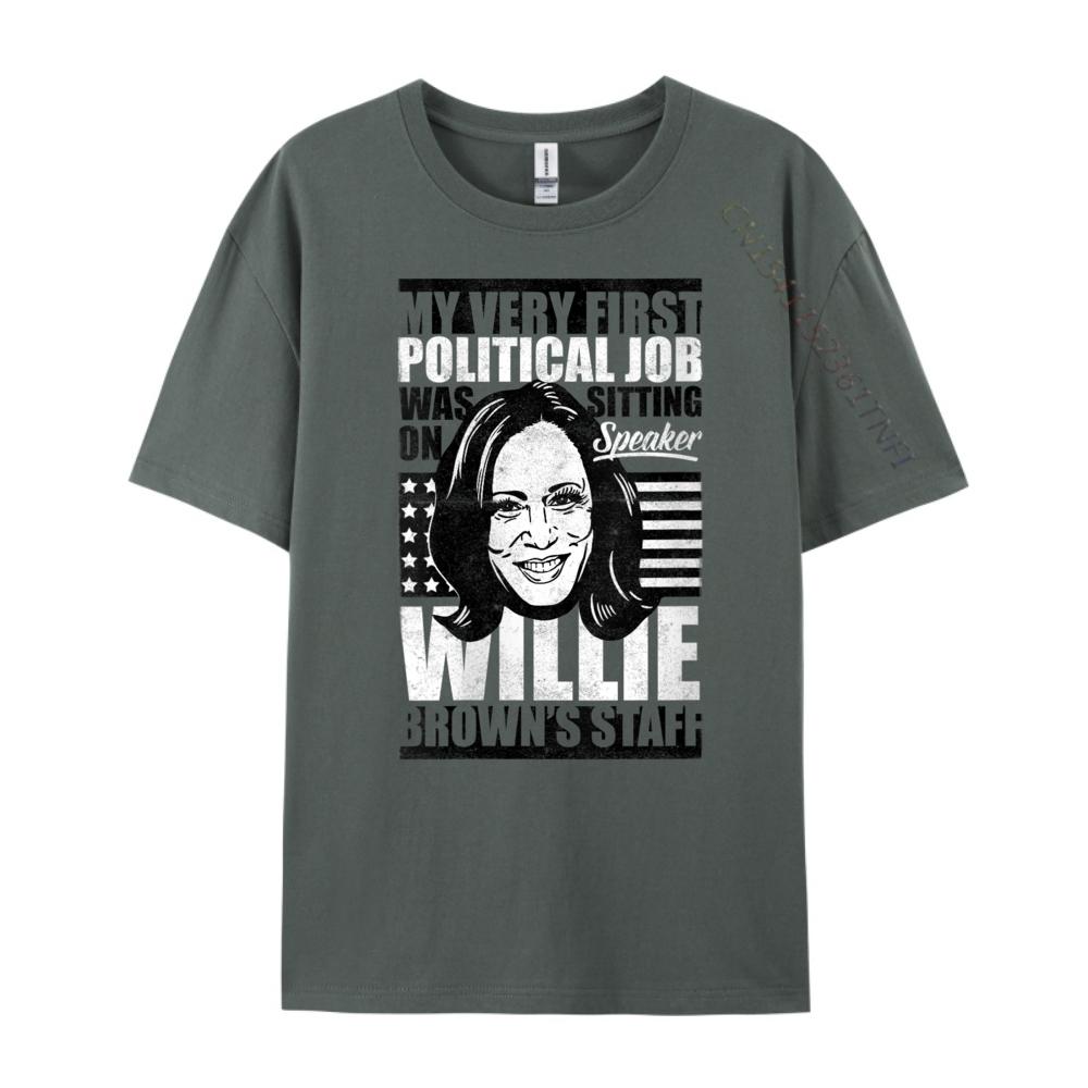 Womens Anti Biden Kamala Harris First Job Willie Brown Female Vp Black T Shirt TShirts Easter Sunday