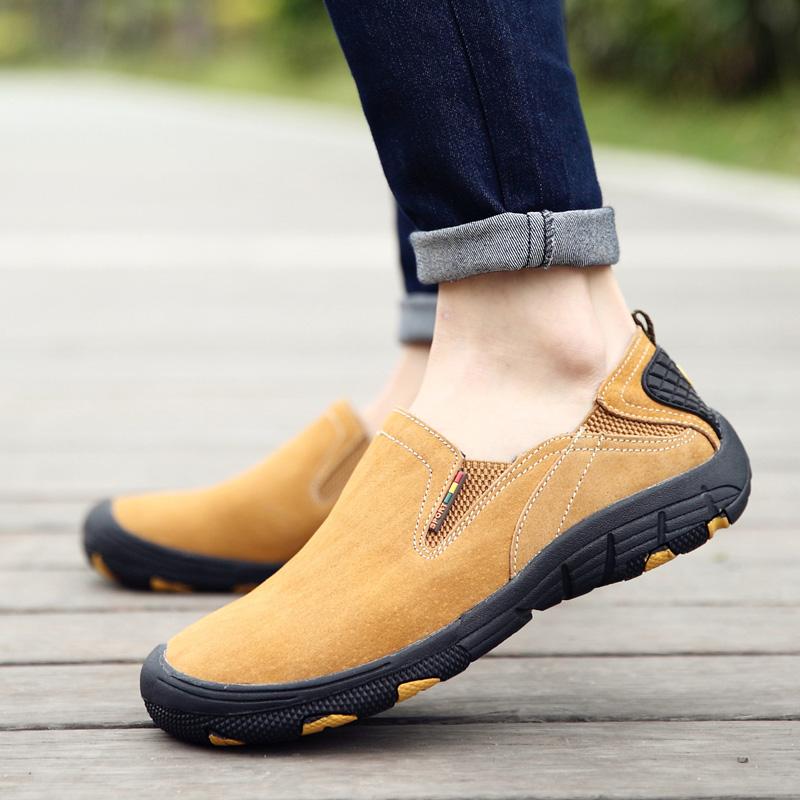 Plus Size 39-48 Men Genuine Leather Casual Shoes Comfortable Soft Sole Anti Slip Daily Walking Driving Office Loafers for Daily Wear Business