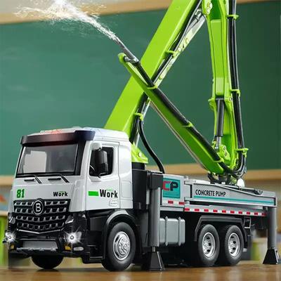 1:24 Автобетононасос Поливочная машина Подметальная машина Литая модель из сплава Игрушки Машина Открывающиеся двери Звук Свет Транспортные средства Детская праздничная игрушка Подарок