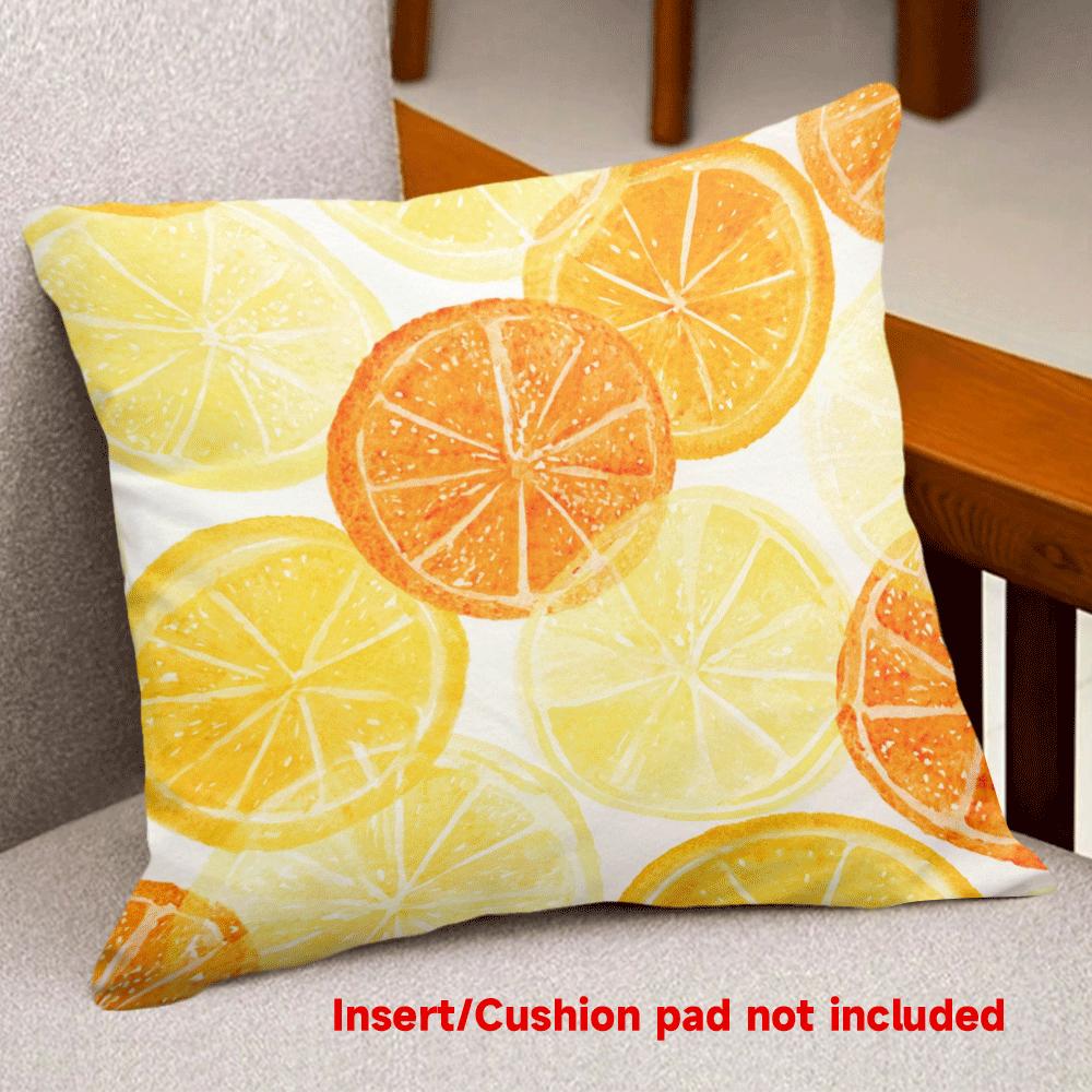 Watercolor Citrus Fruit Throw Pillow Cover Bright Lemon Orange Decorative Pillow Case For Summer Home