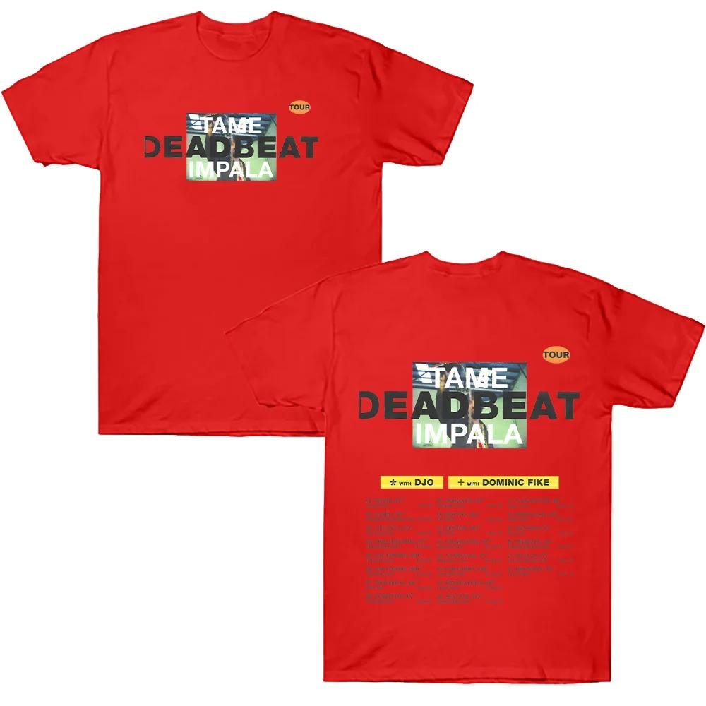 Футболки с графическим принтом Tame Impala Deadbeat Tour 2026 Футболки Унисекс Унисекс Повседневные Хлопок Оверсайз Короткий рукав Футболка Одежда Y2k