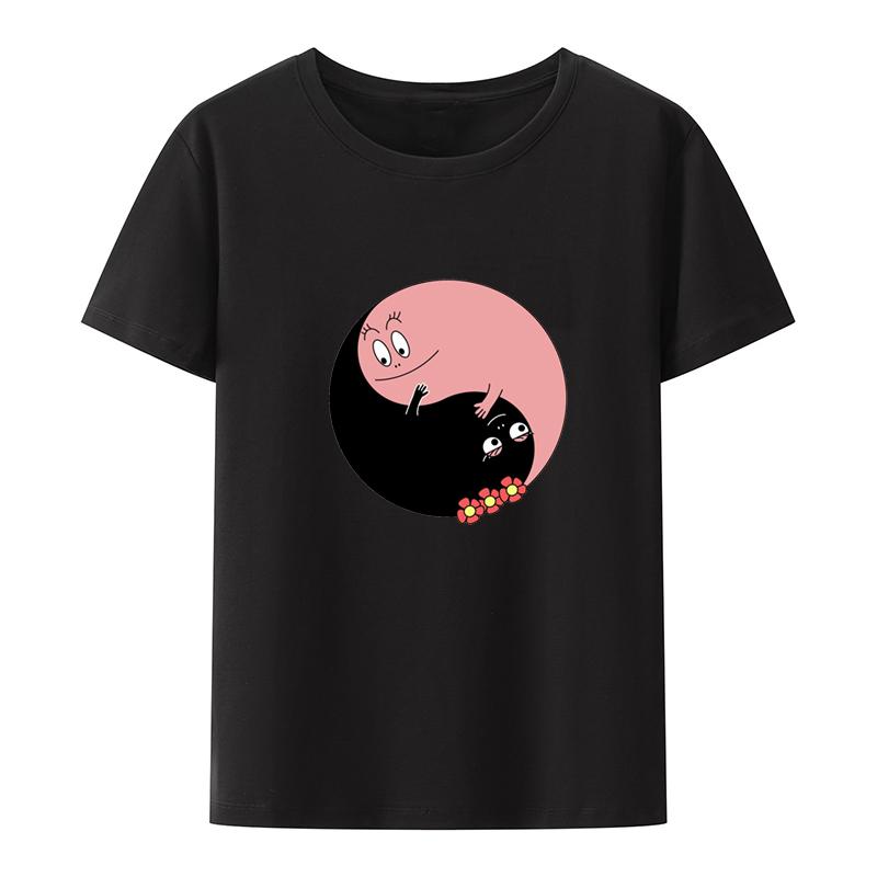 Barbapapa Print Tshirt Vintage Anime Creative Unisexs Cropped Female Clothing De Mujer Unisex Clothes Nostalgia Letters Student