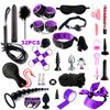 Фетиш BDSM Комплект Набор Секс-игрушка Наручники для Женщины Взрослые Принадлежности Наручники Кнут Анальная пробка Вибратор Веревка для Бондажа Сексуальная Секс-игра