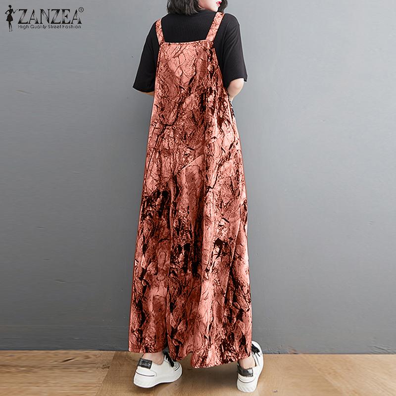 ZANZEA Women Summer Loose Printed A-Line Jumpsuits