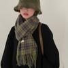 Tassel Winter Cashmere Scarves Plush Long Shawl Elegant Plaid Wool Scarf Student