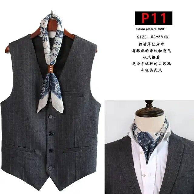 Cotton and Linen Men's Artistic Retro Scarf Korean Spring Autumn Winter Scarf Hip Hop Street Style Scarf Small Square Towel